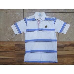 IZOD Princeville Golf Polo Shirt Hawaii White Striped Sz S 1980s